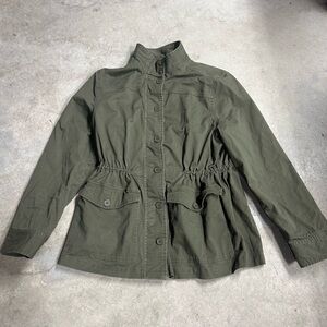 Frye Green Utility Jacket Cargo Full Zip Button Up Drawstring Waist Size XL